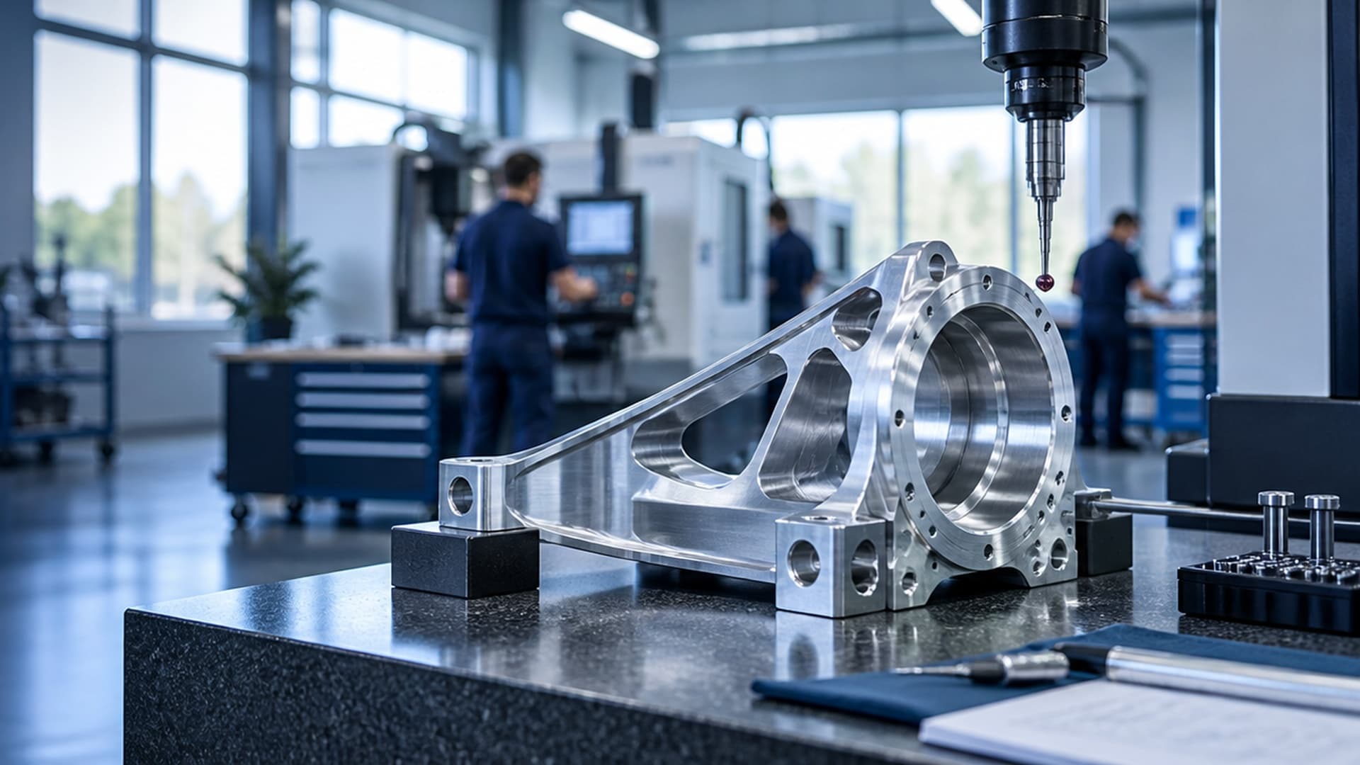Precision component being measured on a coordinate measuring machine